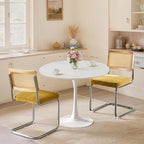 SoarFlash Kitchen Table and Chairs for 2, 24" Dining Table Set for 2 with Velvet Upholstered Chairs, 3 Piece Round Kitchen Table Set, Dining Room Table Set for Small Space, Apartment