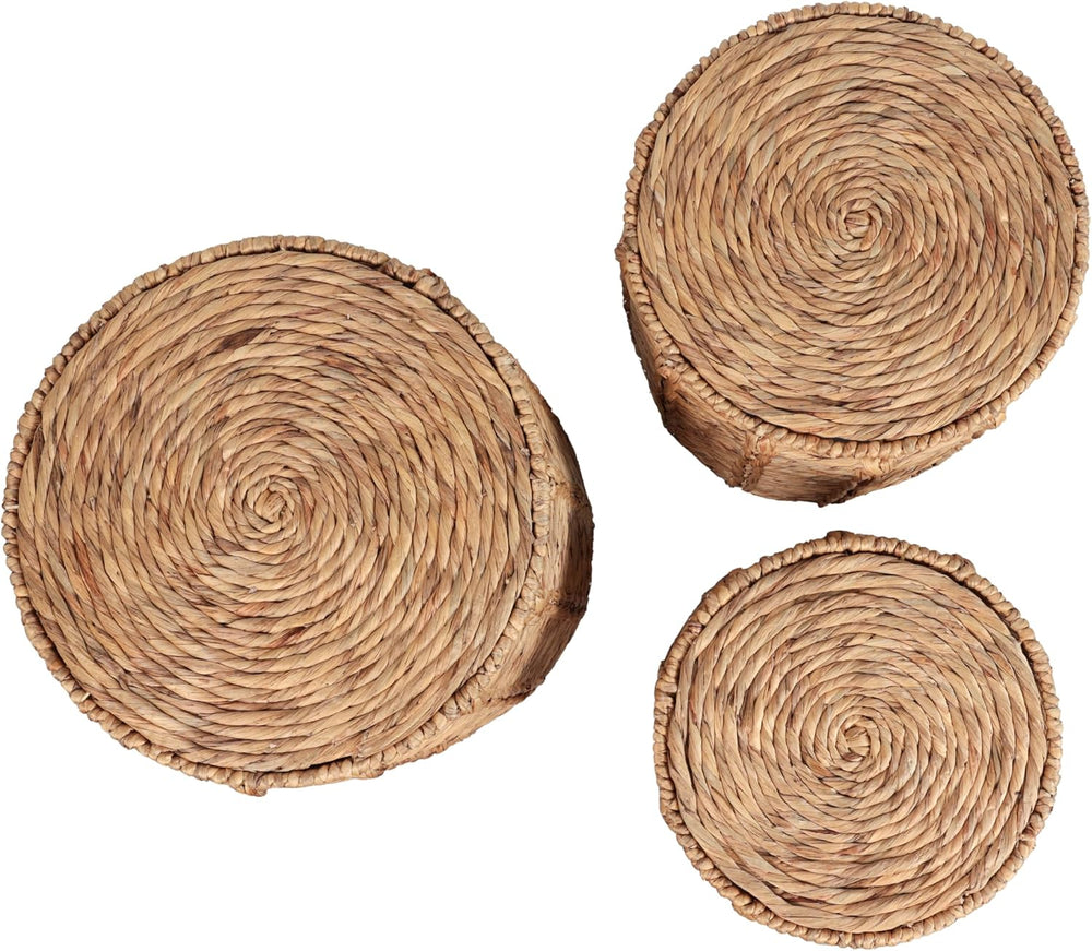 JONATHAN Y Zaria Woven Water Hyacinth 3-Piece Nesting Round Table, Natural | ...