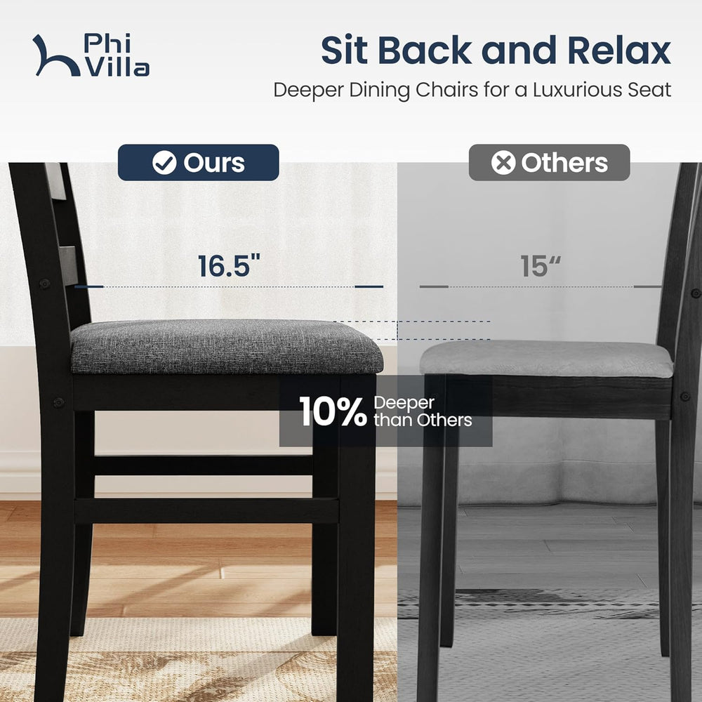PHI VILLA Dining Table Set for 4, Marble Design Kitchen Table and Chairs | Ma...