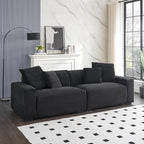 Ball & Cast 104" Modular Sectional Sofa,Cloud Sectional Couch with 4 Pillows,Loveseat Couches W/Deep Seat and Armrest,4 Seater Sectional Sofa for Living Room,Apartment,Corduroy Fabric,Black