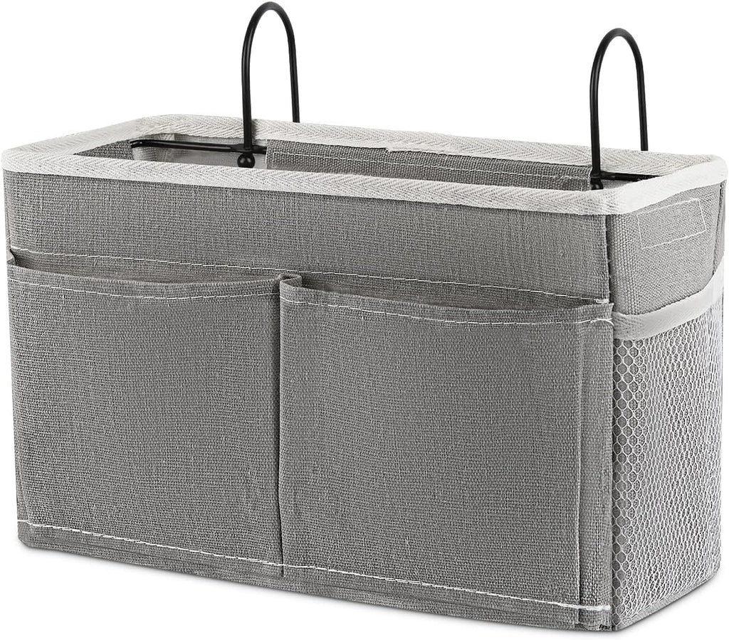 Bedside Caddy Bedside Hanging Storage Basket Bed Caddy for Headboards Bunk Dorm Rooms Crib Beds Rails Organizer (Grey)