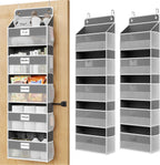 Over The Door Organizer Hanging, 2 Pack 5 Shelf Behind The Doors Storage, Pantry Door Organizer, Closet Organizers for Bedroom and Nursery (Dark Grey)