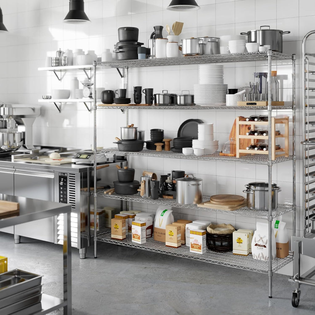 21" Deep x 72" Wide x 74" Height Wire Shelving Kit | 5-Tier | NSF Commercial Storage Rack Unit
