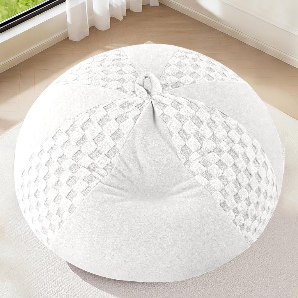 HABUTWAY Adults Bean Bag Chair, Teardrop Beanbag with Memory Foam Filled | Bean Bag Sofa With Removable Cover, Cozy Boneless Chair with Handle for Living Room, Bedroom (Checkerboard White 4FT)