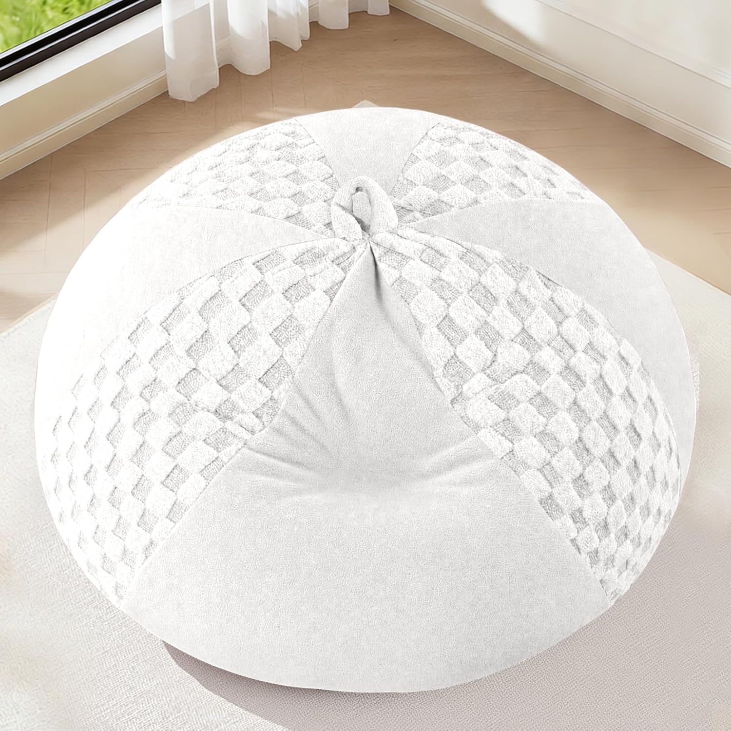 HABUTWAY Adults Bean Bag Chair, Teardrop Beanbag with Memory Foam Filled | Bean Bag Sofa With Removable Cover, Cozy Boneless Chair with Handle for Living Room, Bedroom (Checkerboard White 4FT)