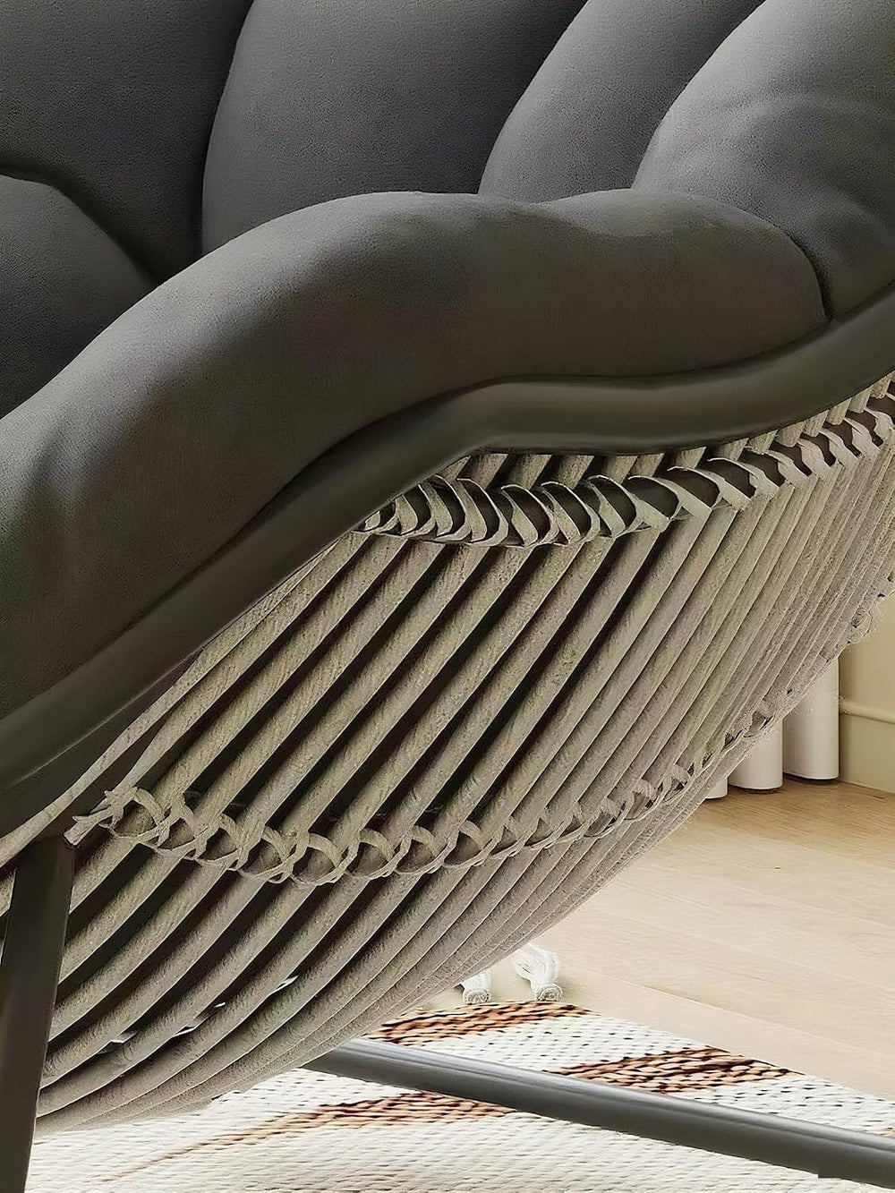 Rocking Chair with Cushion, Oversized Egg Chair Indoor Outdoor, All-Weather L...