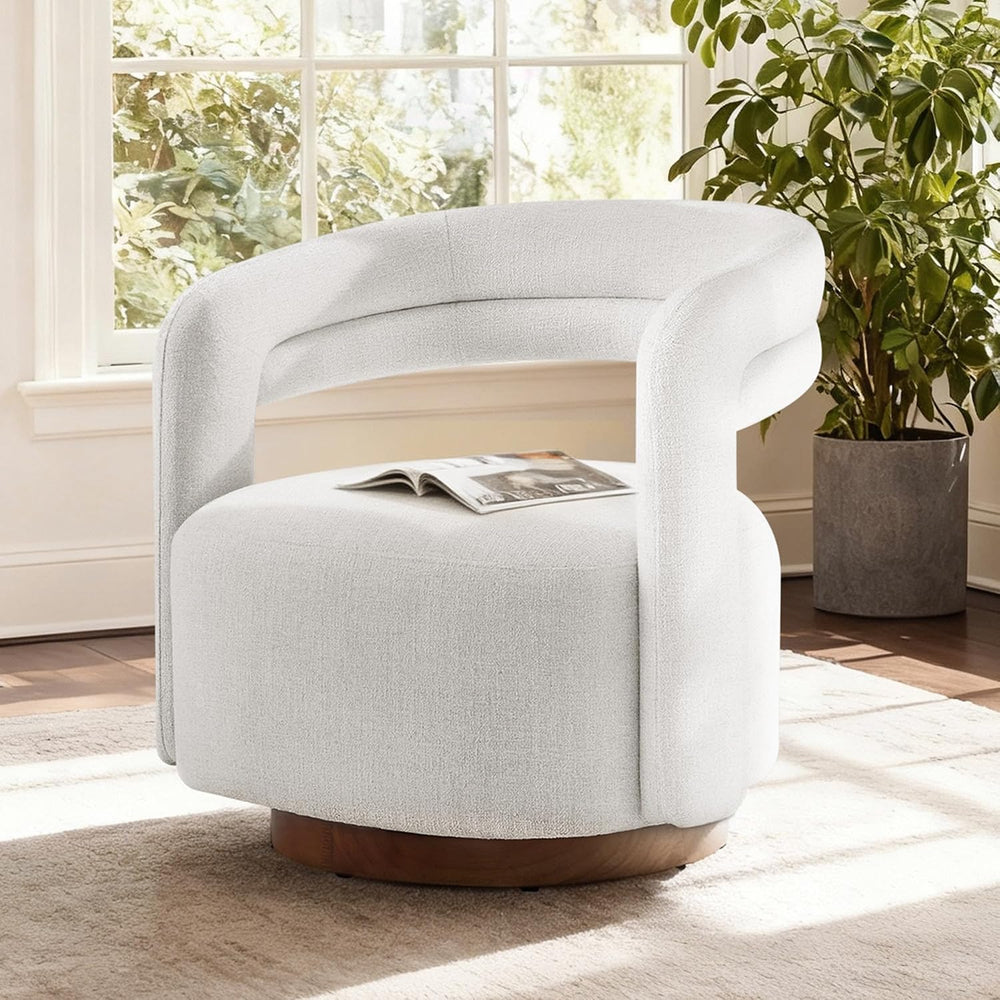 KISLOT, Swivel Accent Chair, Modern Arm Chair with Wooden Base, Wheat, 2PCS |...