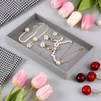 JEUIHAU 15 Pack Velvet Jewelry Organizer Trays, 8.3 x 5 Inch Stackable Drawer Inserts, Jewelry Storage Trays for Earrings Rings Necklaces, Gray