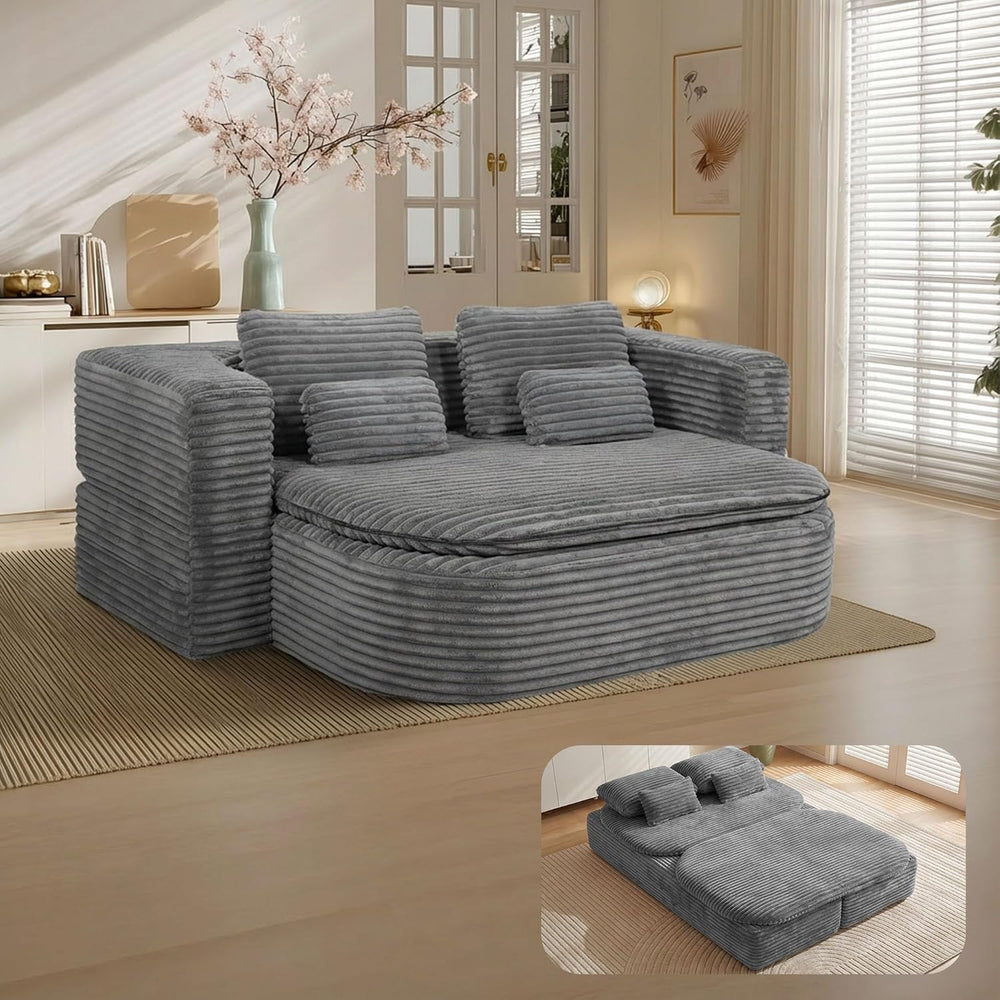 75'' Folding Sleeper Sofa Bed, Memory Foam Fold Out Couch, Foldable F...