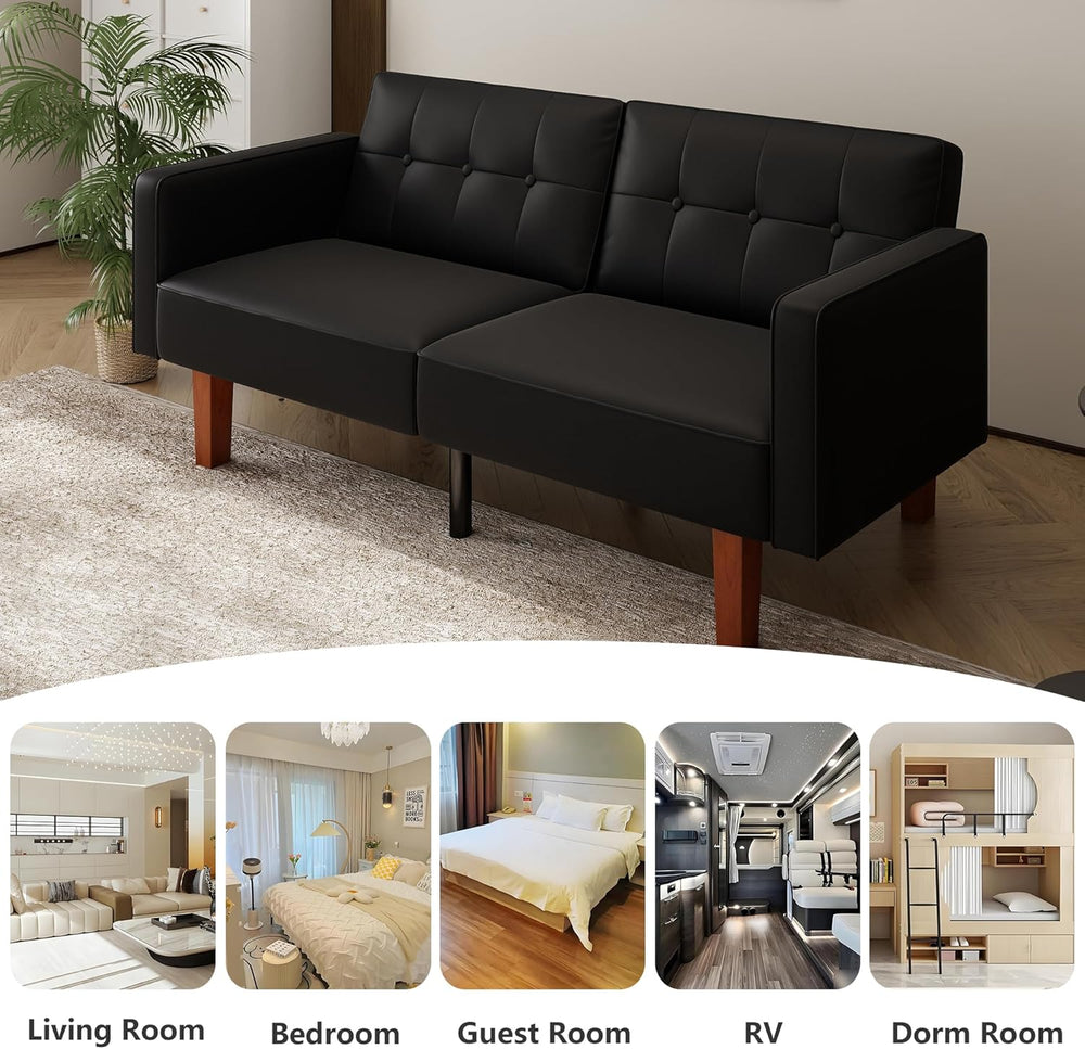 mikibama Convertible Futon Sofa Bed with Split Back,Mid Century Modern Sleepe...