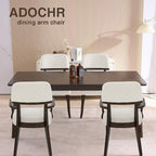 Modern Wood Dining Chairs with Arms, Velvet Upholstered Kitchen Chairs with Open Curved Backrest & Black Hardwood Legs, Accent Chairs 350 LBS Capacity, White