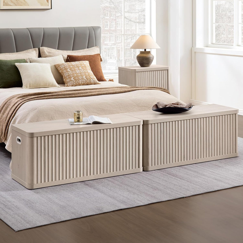 SICOTAS Storage Bench 40.2" Wide Shoe Bench with Lift Top Large Wooden S...