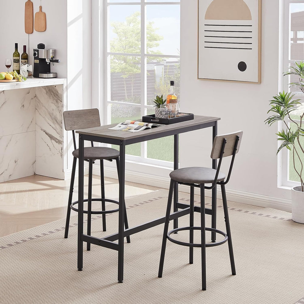 43.31" Bar Table Set for 2, Counter Height Dining Table with PU Upholste...