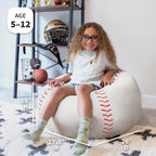 Big Joe Sports Ball Bean Bag Chair for Kids, Baseball Plush, Ultra-Soft Lightweight Polyester Blend, 2.5 Foot Refillable