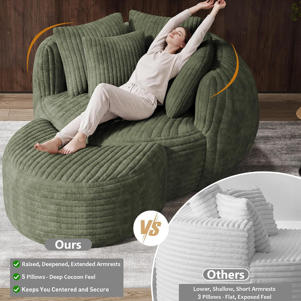 DAMAIFROM 50.5" W x 67" D Oversized Chaise Lounge Chair with Ottoma...
