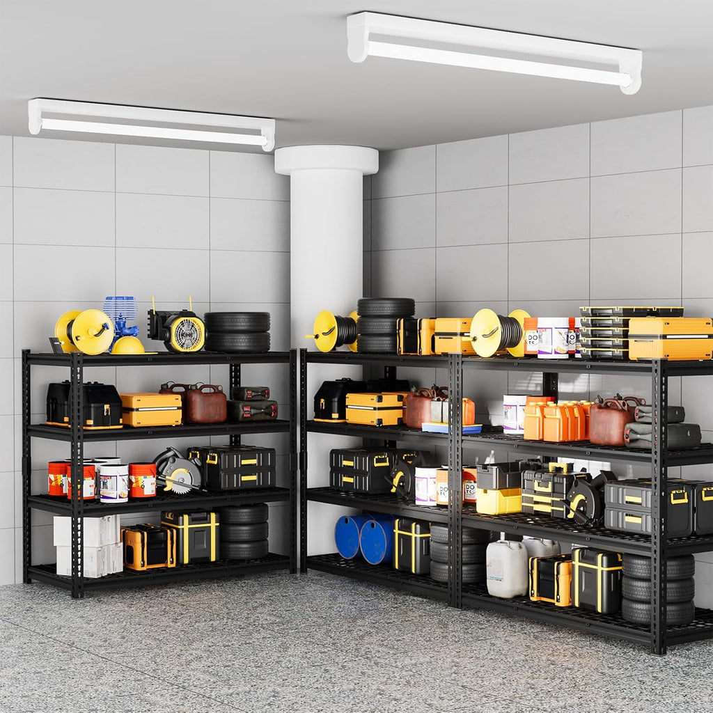4-Tier 60" W X 24" D X 60" H Garage Shelves 2500LBS Heavy Duty Shelving Adjustable Basement Storage Garage Shelf Metal Storage Rack Units Industrial Shelving