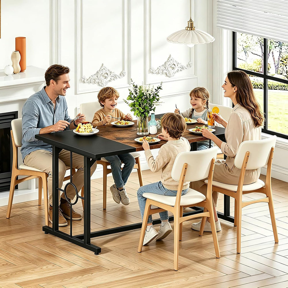 HOOBRO Dining Table, Wooden Kitchen Table for 4-6, Rectangular Dining Room Ta...