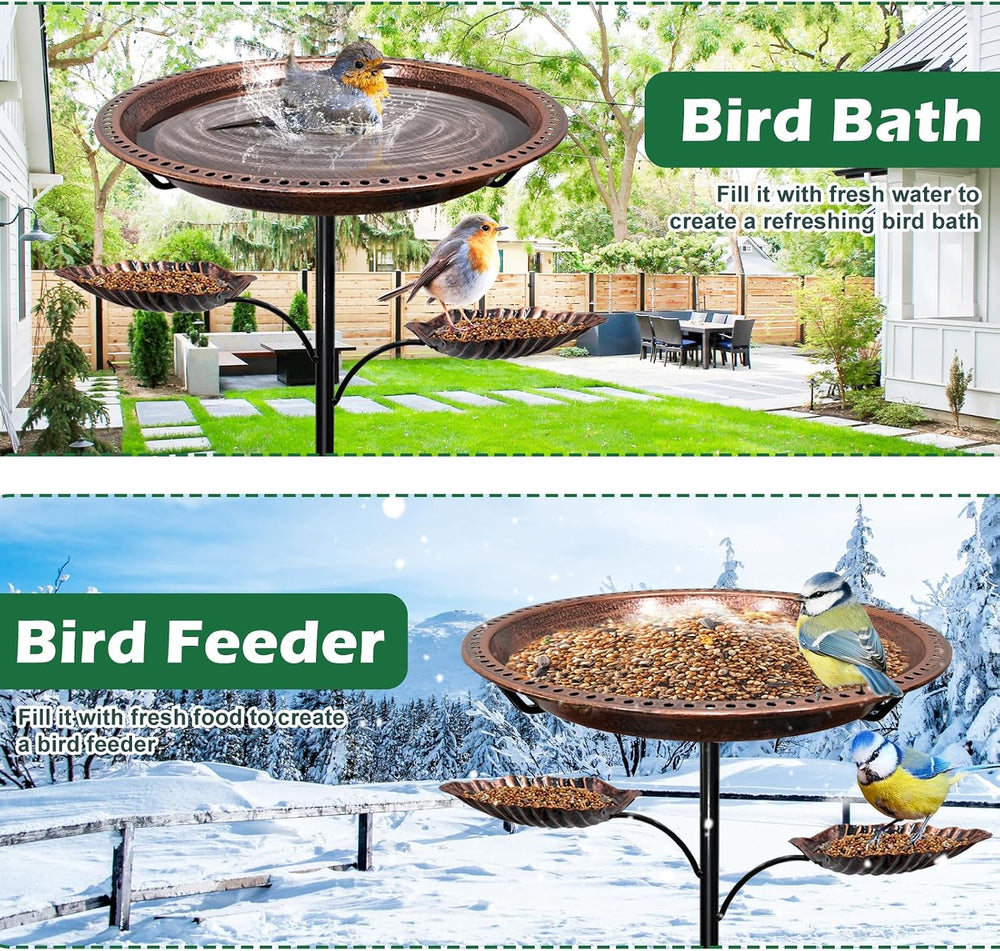 Bird Bath for Outside,2-in-1 Detachable Bird Feeder,Antique Bronze