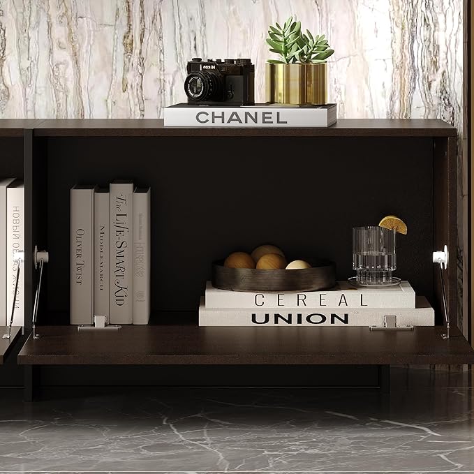 AIEGLE 71.7" W TV Stand with 3 Flip-Down Drawers, Modern Entertainment C...