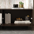 AIEGLE 71.7" W TV Stand with 3 Flip-Down Drawers, Modern Entertainment Center with Storage, Media Console Table TV Cabinet, Dark Brown
