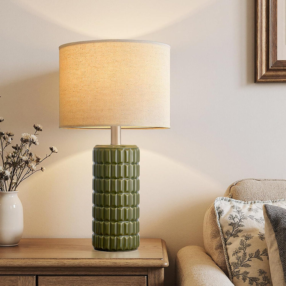 Seealle 23" Modern Ceramic Table Lamps Set of 2, Lamps for Bedroom, Green