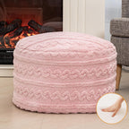 Round Plush Ottoman Pouf Stuffed– Fluffy Ottoman Foot Rest with Modern Foam Filler 20" x 14" Cozy Floor Pouf for Living Room & Bedroom