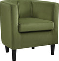 Yaheetech Velvet Accent Chair, Modern and Comfortable Armchairs, Upholstered Barrel Sofa Chair for Living Room Bedroom Waiting Room, Olive Green