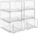 Sorbus Large Clear Stackable Storage Drawers – 6-Pack Plastic Organizer Bins with Handles – Stackable Pull-Out Storage Drawers for Closet, Pantry, Office, Bathroom, Craft, and Toy Organization