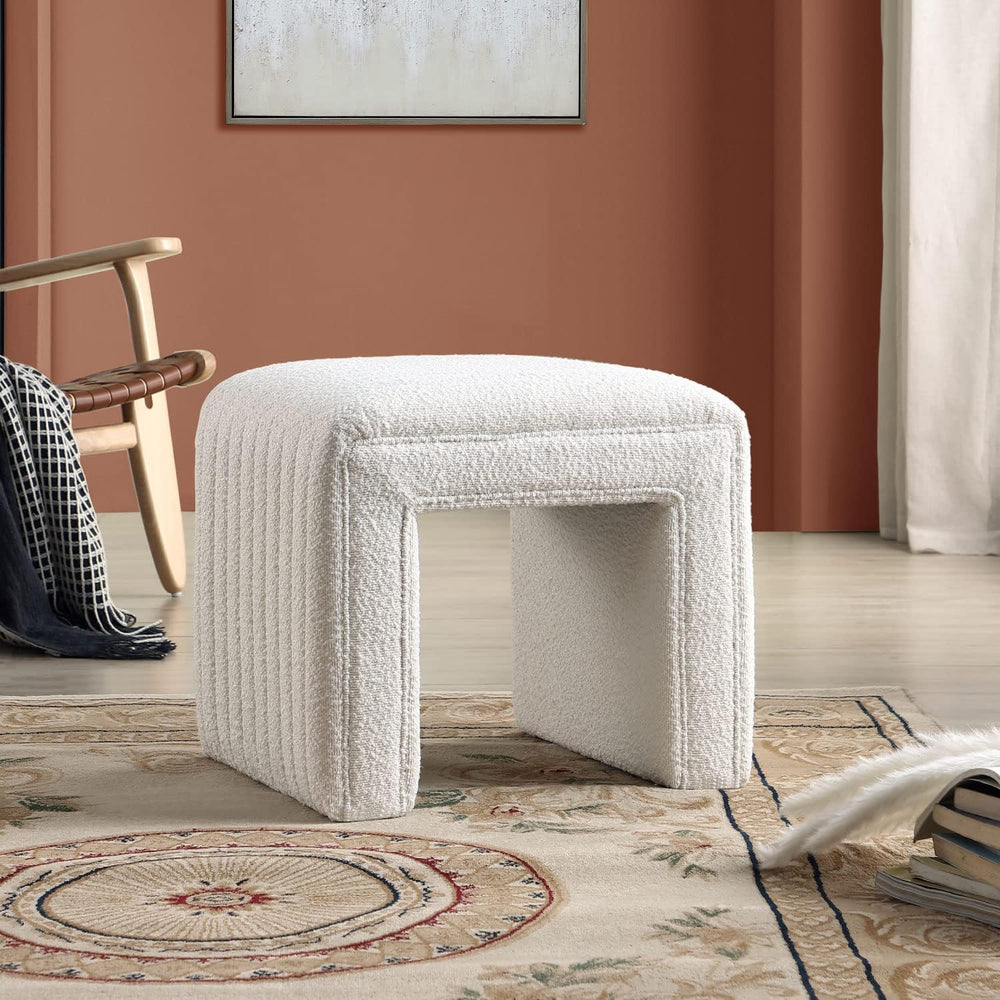Get Set Style Vanity Stool Chair, Fully Assembled Modern Boucle Ottoman Foots...
