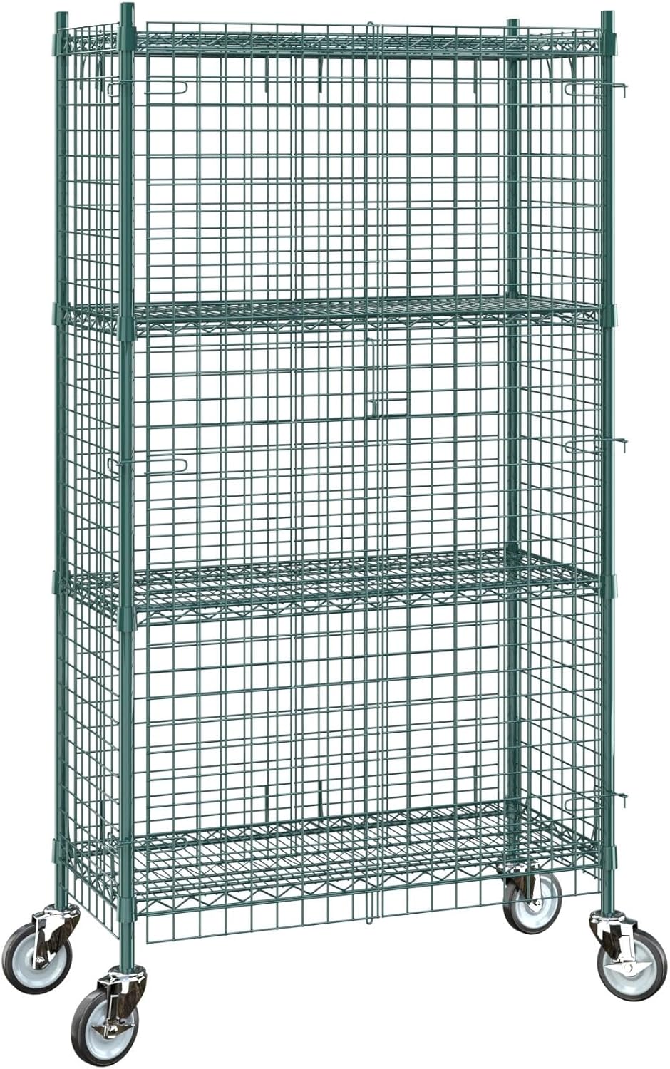 18"x36"x70" Metal Wire Green Security Heavy Duty Commercial NSF Certified Storage Unit | Mobile Wire Security Cage Kit
