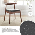 Farini Mid Century Modern Dining Chairs Set of 2, Solid Wood Frame Kitchen Chairs with PU Leather Upholstered Seat for Dining Room & Breakfast Nook，Walnut-Black