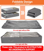 punemi Under Bed Storage Containers, 4 Pack Large Soft Foldable Storage Bags with Clear Top for Blankets, Comforters, Sheets, Wrapping Paper, Water-Resistant Inner Layer, 20x40x7.5 in, Gray