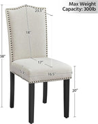 Yaheetech Dining Chairs Set of 4 Modern Kitchen Chairs with Fabric Upholstered Seat and Solid Wood Legs for Home Kitchen, Beige