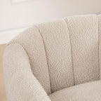 Swivel Barrel Chair Set of 2, 360 Degree Round Swivel Accent Chair for Living Room, Mid Century Modern Upholstered Accent Chair,Comfy Tufted Sofa Armchairs for Bedroom,Nursery,Boucle,Wheat