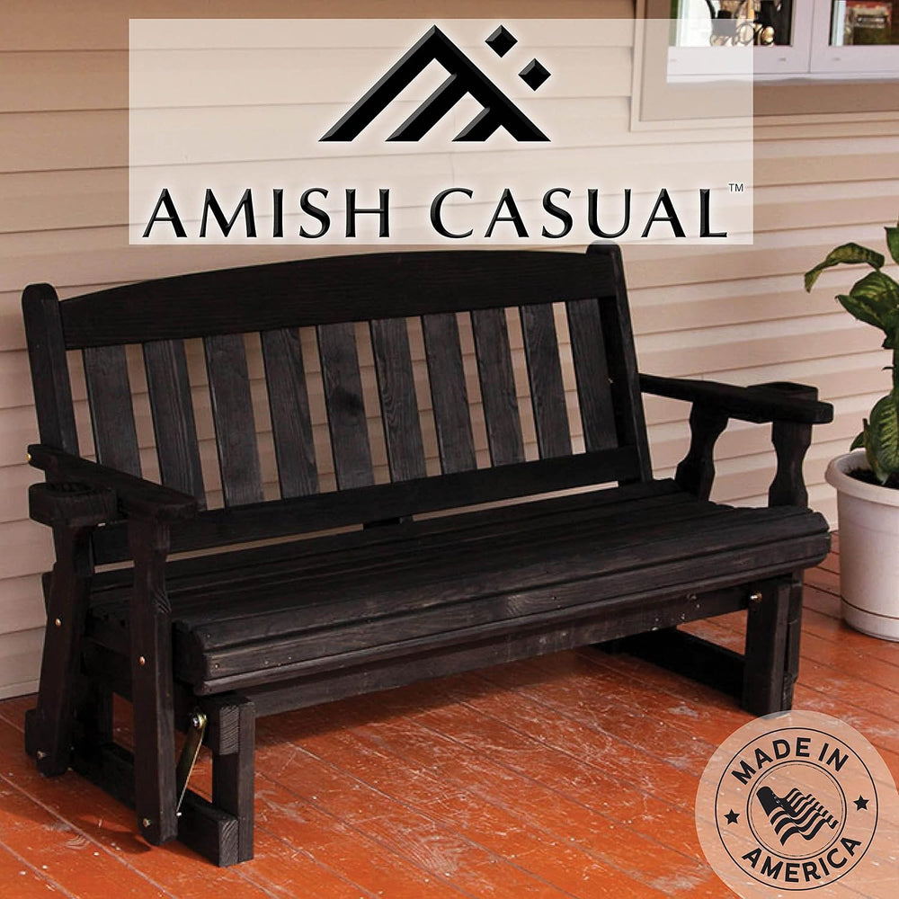 Amish Heavy Duty 800 Lb Mission Pressure Treated Porch Glider with Cupholders...