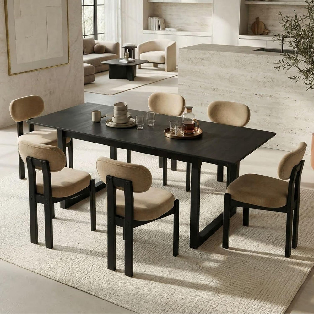 LukeAlon Chenille Dining Chairs Set of 2, Upholstered Armless Kitchen Chairs ...