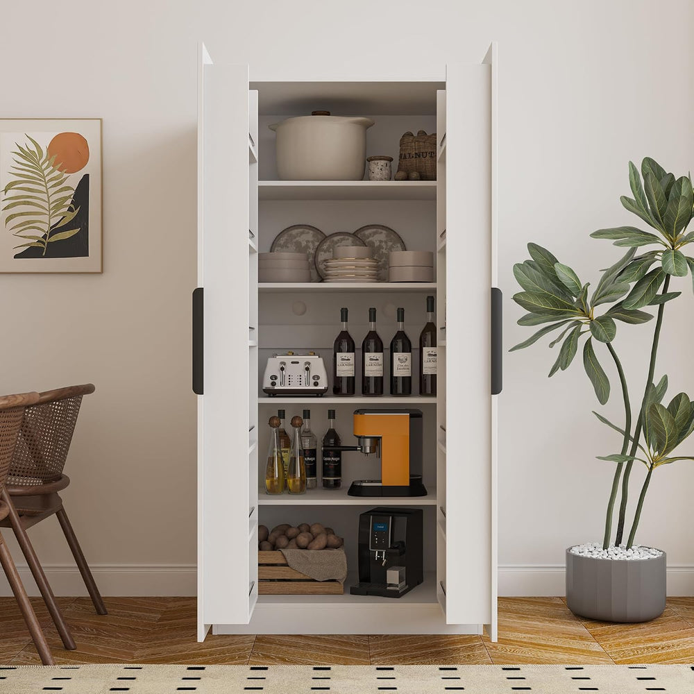 RuiSiSi 63" Tall Kitchen Pantry, Kitchen Pantry Storage Cabinet, White F...