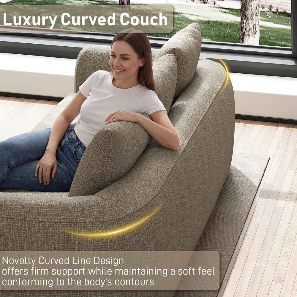 Curved Convertible Futon Sofa Bed,Modern Sleeper Couch,Curved Modern 3 Seater...