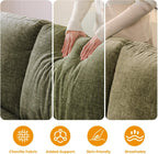 85" Sectional Sofa Couch with All Seat Storage,Movable Ottoman,Green | L Shaped Couch with Armrest Organizer,3-Seater Sofa,Small Modular Couches for Living Room,Bedroom,Apartment,Chenille