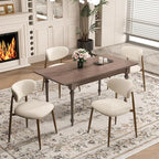 Dining Chairs Set of 4, Curved Back Kitchen Room Chairs with Metal Legs and Anti Slip Pads, Upholstered Dining Chair for Home and Restaurant, Beige