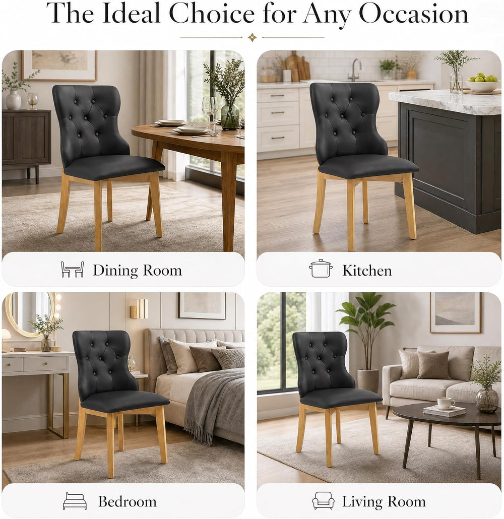 Mid Century Modern Dining Chairs Set of 4 PU Leather Dining Room Chairs High ...