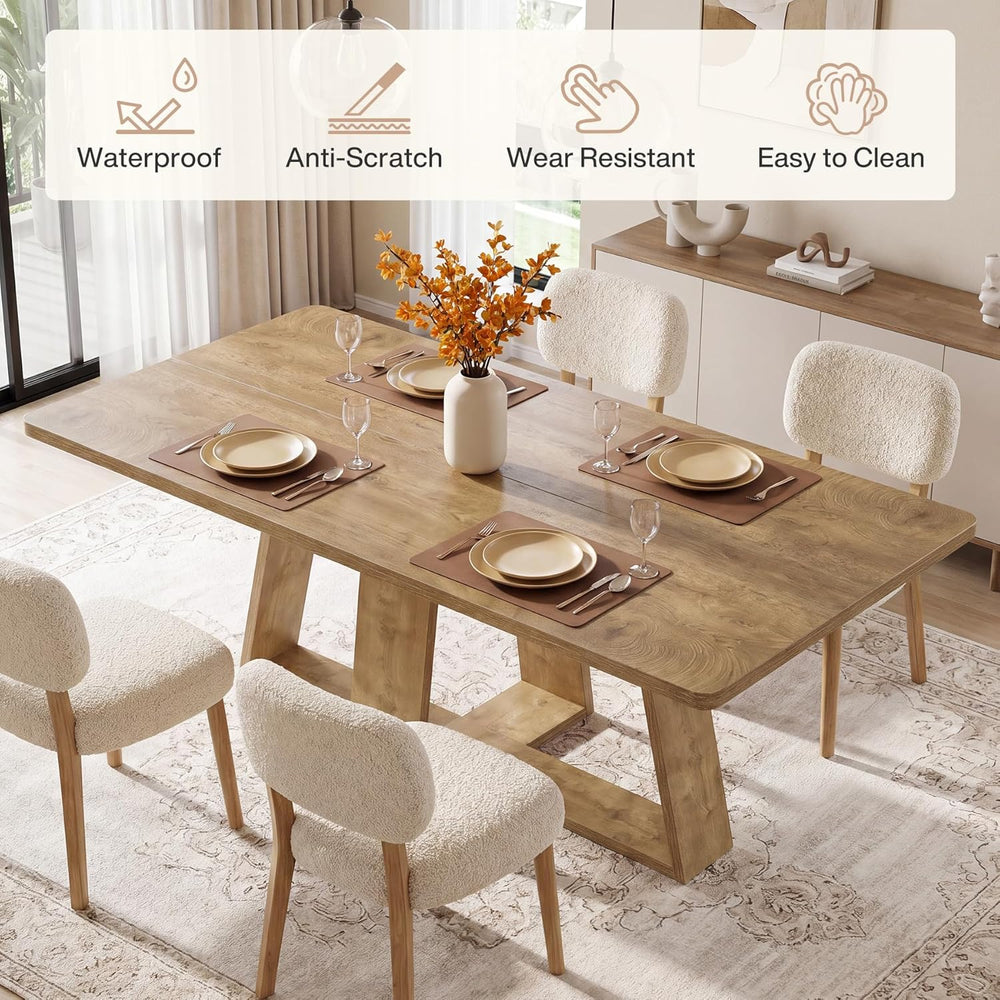 Tribesigns 63-Inch Dining Table, Farmhouse Kitchen Table with Wooden Pedestal...