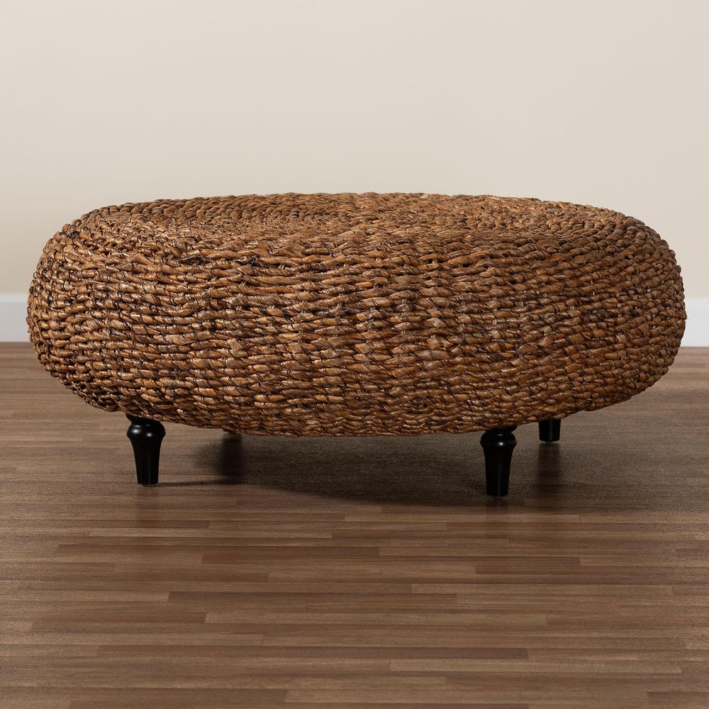 bali & pari Riau Handwoven Seagrass Coffee Table with Wooden Legs – Natur...
