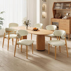 Dining Chairs Set of 6 for Kitchen Dining Table Mid Century Modern Farmhouse Upholstered Leather Dining Room Chairs with Metal Legs, Original Beige