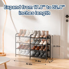 ENJOYBASICS 4 Tier Expandable Shoe Rack for Closet, Free Standing Metal Shoe Shelf Storage Organizer Holder 16 Pairs, Adjustable Width Shoe Rack for Entryway Small Space, Black