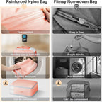 Comforter Storage Bag - Large Capacity Blanket Storage Bags 3-Layer Ultra Space Saving Self Compression Organizer, Washable Compression Bags for Storage Comforter Blanket, 2-Pack, Pink