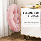 Simple Deluxe Comfy Chairs for Bedroom, Faux Fur Saucer Chair for Adults, Oversized Comfy Soft Saucer Chair, Padded Lazy Chair for Living Room Dorm Rooms, Pink