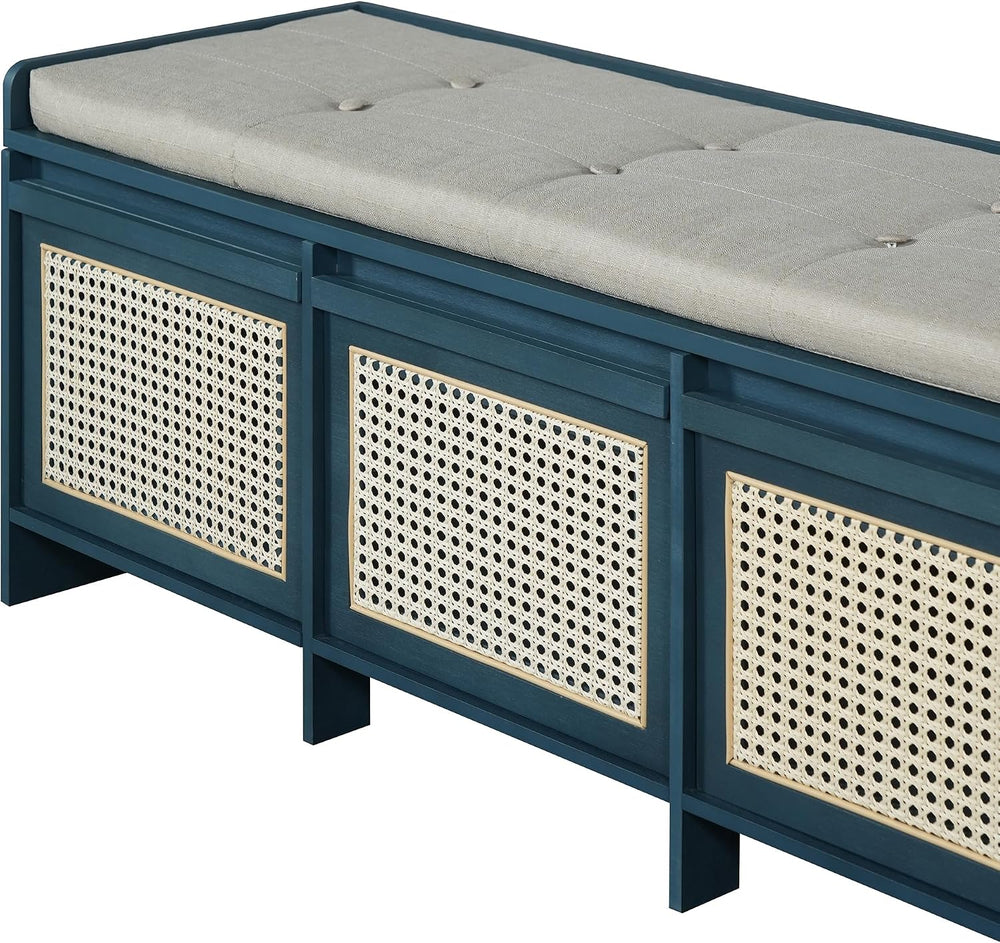 SOFTSEA 48" Shoe Storage Bench with Cushion, 2-Tier Entryway Bench with ...