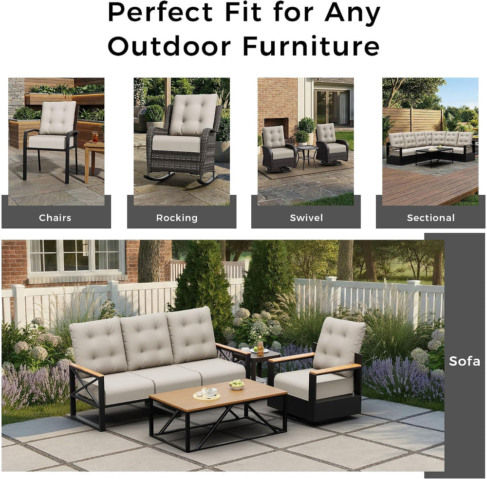Patio Furniture Cushions Set, 22x24 Inch Outdoor Deep Seat Chair Cushions, Wa...