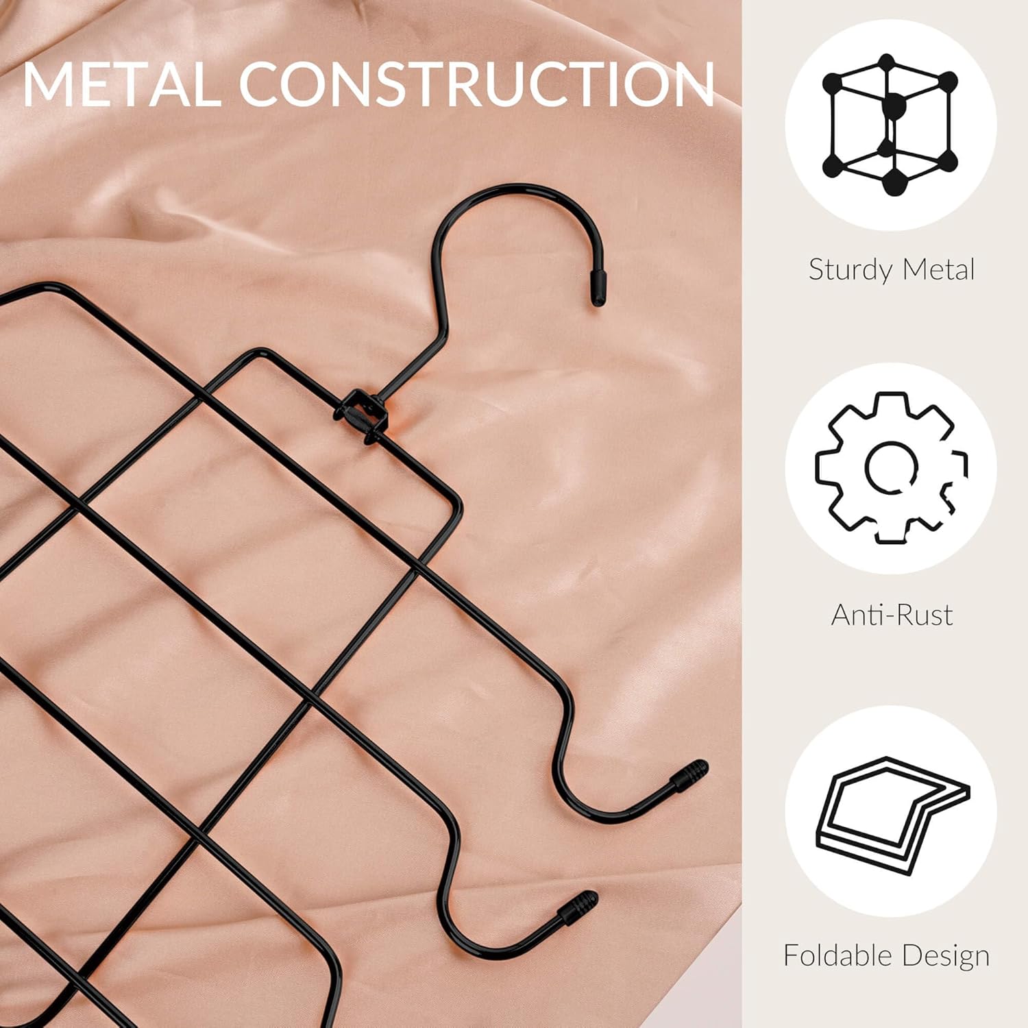 ZEDODIER 6 Pack Tank Top Hanger Space Saving, Bra Hangers for Closet Organizer, Hanging Bra Organizer Tank Tops Holder with 48 Hooks, Metal Closet Organizers and Storage Small Space Solutions, Black